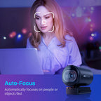 Webcam 4K 1080P 60FPS USB Clipsable - Duo Micros, Autofocus