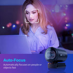 Webcam 4K 1080P 60FPS USB Clipsable - Duo Micros, Autofocus