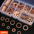 Kit de 200 Pièces de Joints d'Étanchéité en Cuivre - M8, M10, M12, M14