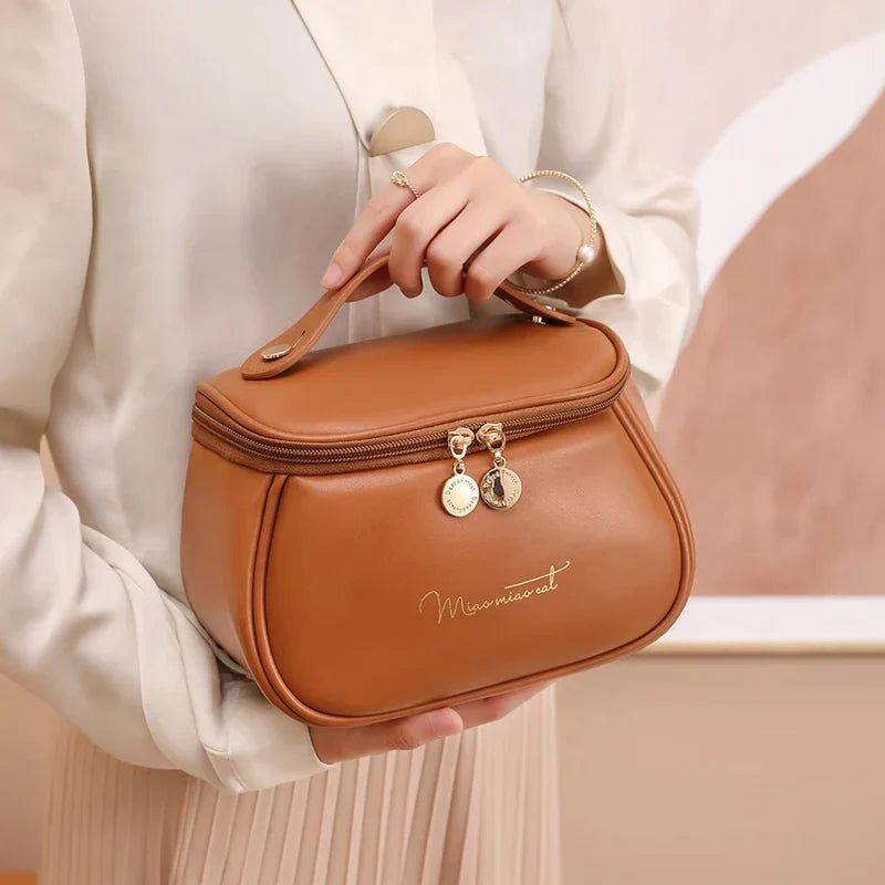Trousse de Toilette en Cuir PU - Praticité & Grande Capacité