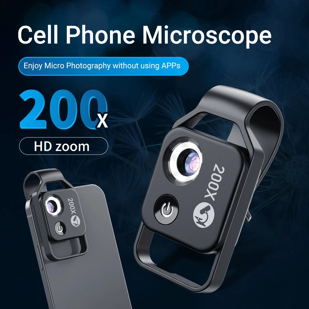 Objectif de microscope numérique 200X avec LED pour smartphone