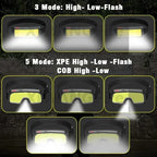Lampe Frontale LED COB Rechargeable – 3 Modes 800 Lumens