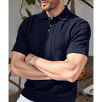 Polo homme en maille légère à manches courtes — col boutonné