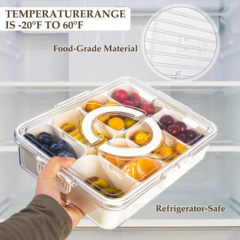 Lunch Box pour snacks à 8 compatiments avec poignée