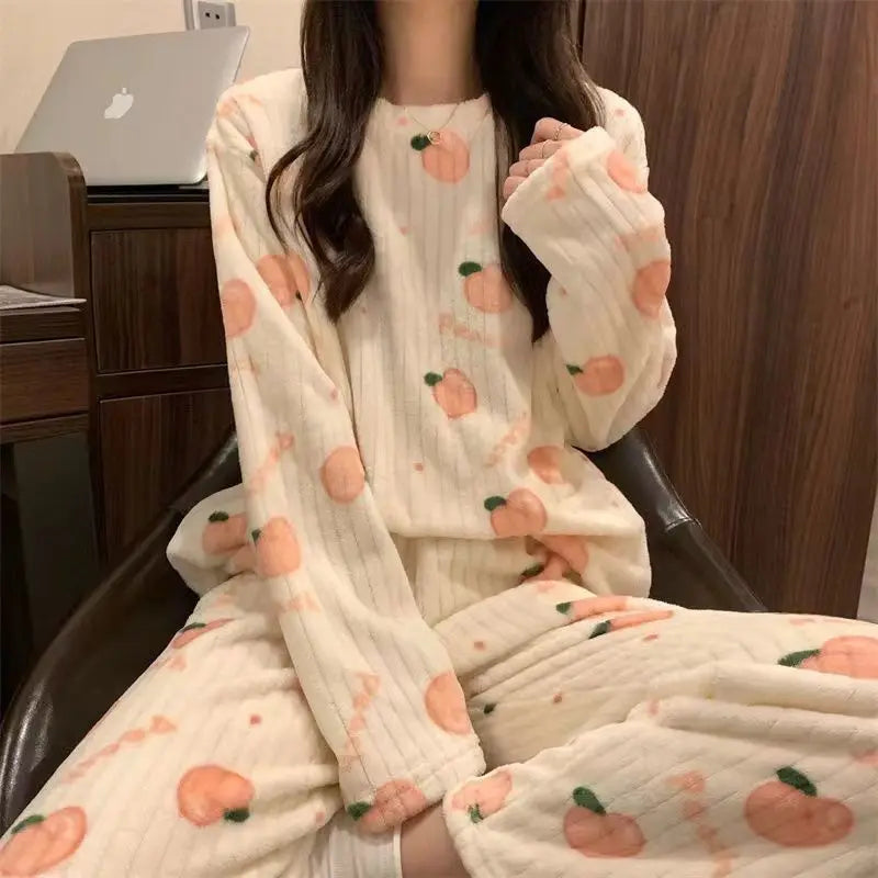 Pyjama en Flanelle Super Chaud à Motifs