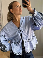 Chemisier vintage brodé Décontracté - Collection 2024