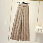 Pantalon ample en maille tricoté et torsadé - Taille haute et extensible