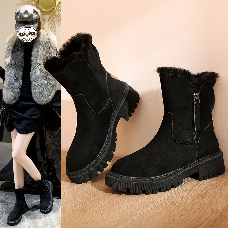 Bottines en Daim intérieur fourré à fermetue à Zip