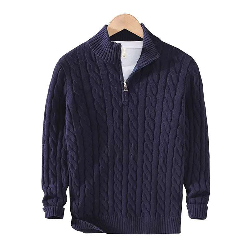 Pull Zippé Décontracté à Maille Large – Style Hiver 2026