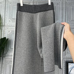 Pantalon Élégant en Maille à Motif Chevron
