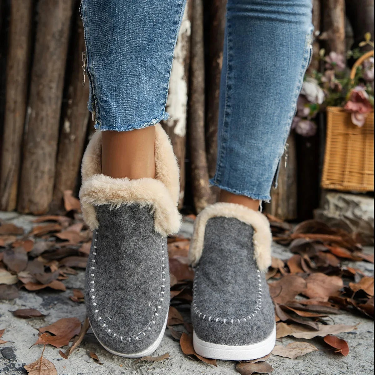Bottines de Neige Intérieur Fausse Fourrure - Faciles à Enfiler