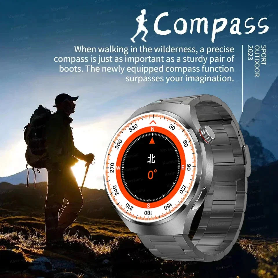 Montre Intelligente PRO avec Écran AMOLED HD + Bracelet en Cuir Véritable