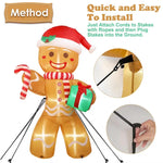Bonhomme en Pain d'épice gonflable de Noël avec lumières LED - 2,4M