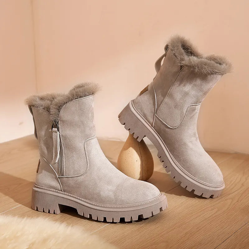 Bottines en Daim intérieur fourré à fermetue à Zip