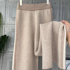 Pantalon Élégant en Maille à Motif Chevron