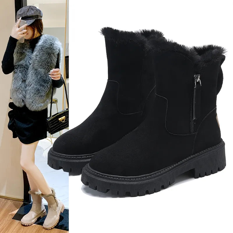 Bottines en Daim intérieur fourré à fermetue à Zip