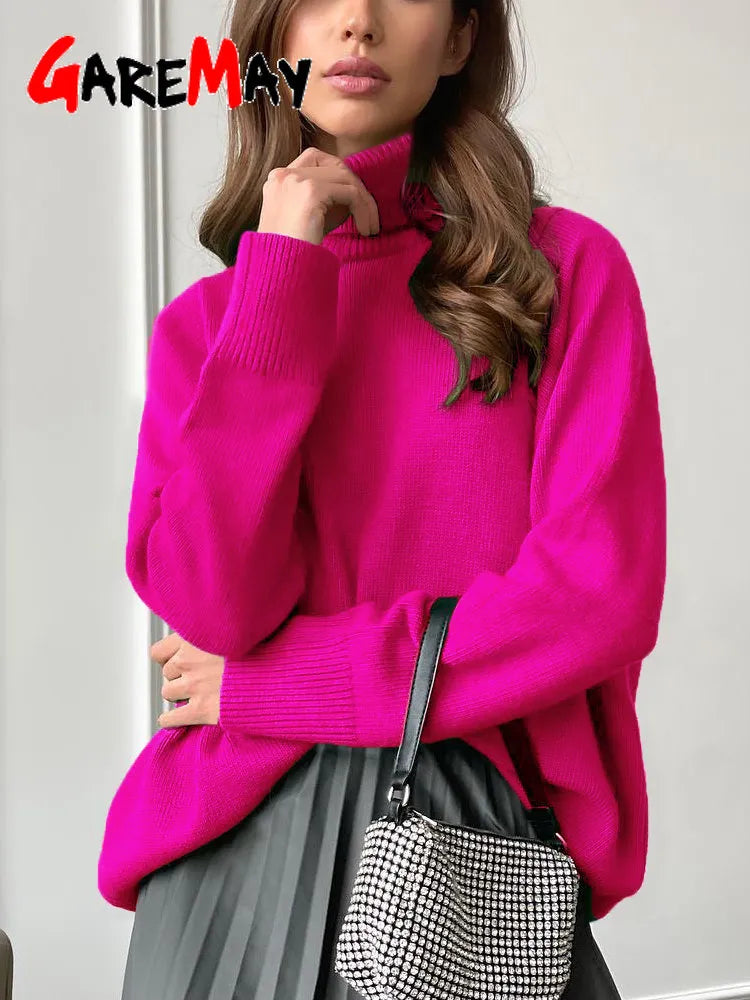 Pull surdimensionné à col roulé pour femme