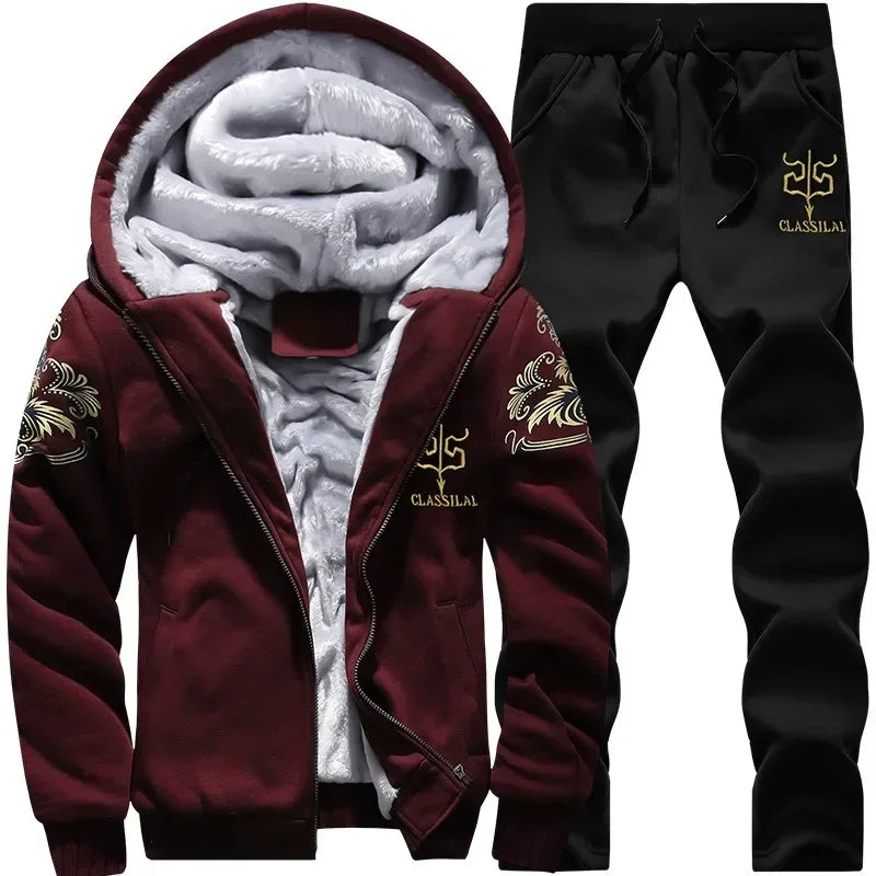 Ensemble Jogging Décontracté à Doublure Chaude - Gilet + Jogging