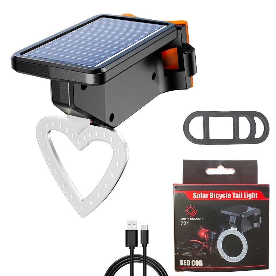 Feu Arrière Vélo LED Solaire Étanche 3 Modes