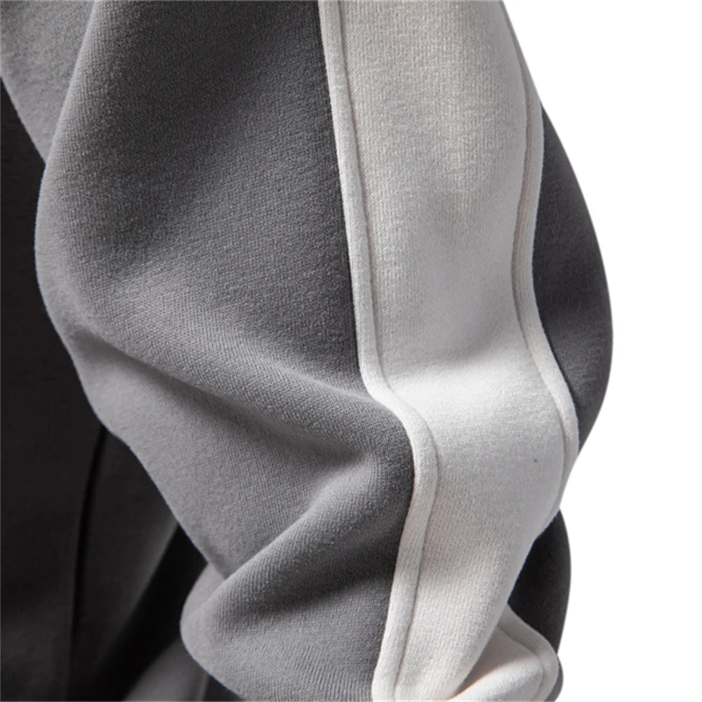 Pull Sweat déconctracté col zippé et bande manche
