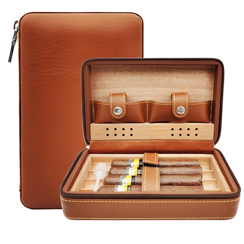 Boîte à Cigares de Rangement en Cuir - Idée Cadeau