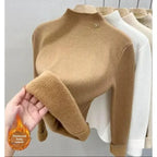 Pull Côtelé à Col Cheminé & Doublure Chaude