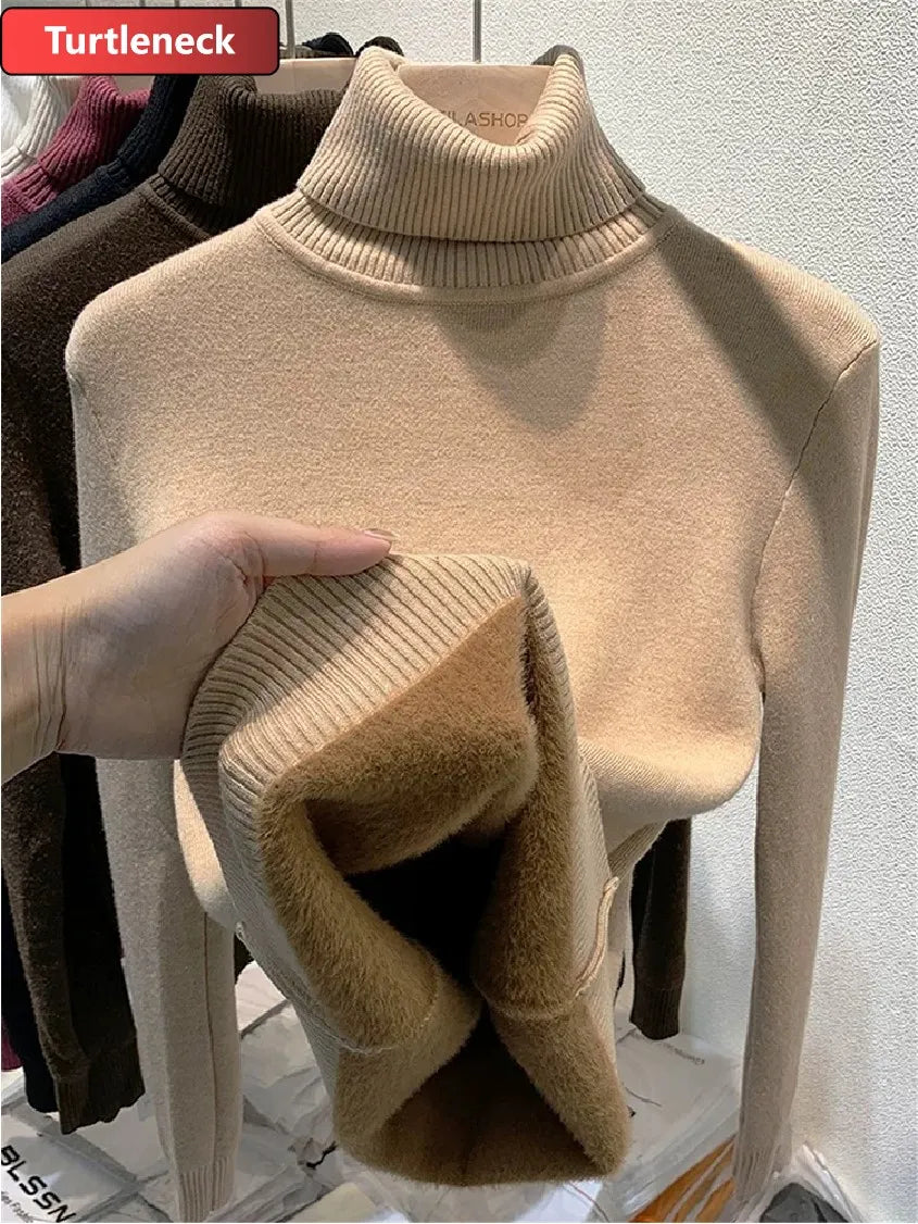 Pull Slim Col Roulé - Intérieur Peluche Douce