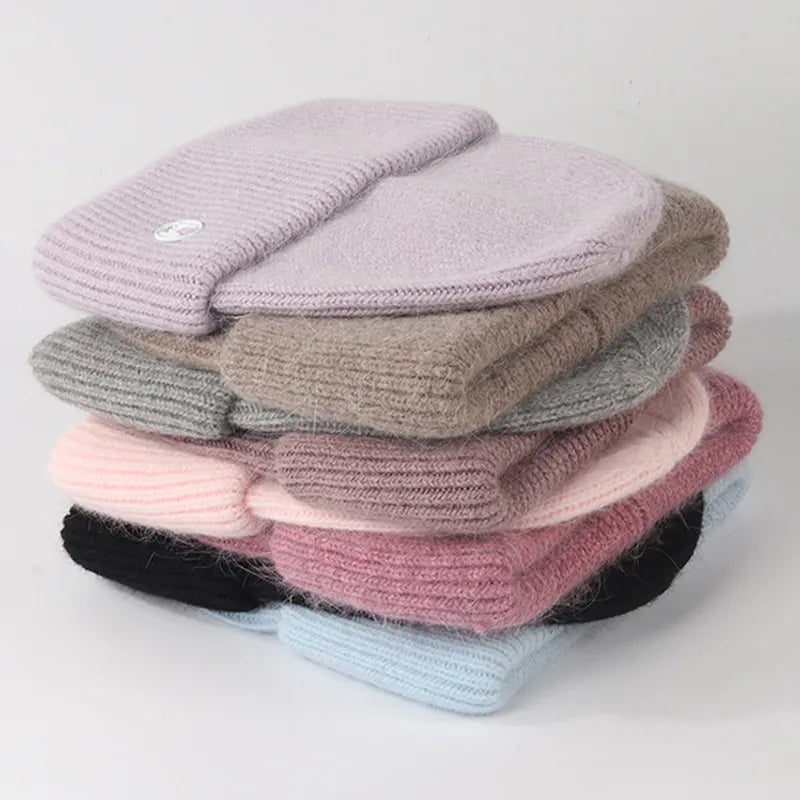 Bonnet épais en fourrure de lapin