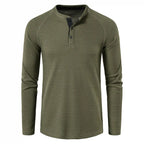 Top Henley de manga larga y cuello con botones