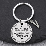 Porte-clé à offrir "Mon fils" ou "Ma fille" avec initiale