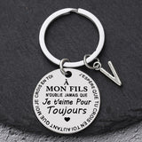 Porte-clé à offrir "Mon fils" ou "Ma fille" avec initiale