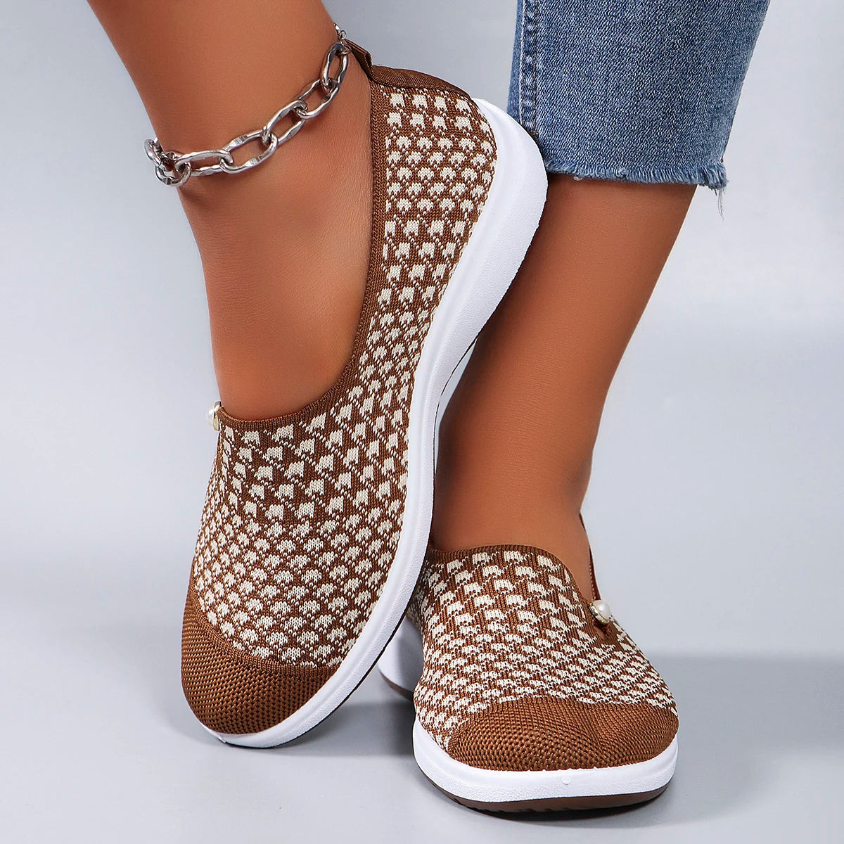 Chaussures Plates Femme Tissu Aéré – Grand Confort