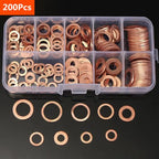 Kit de 200 Pièces de Joints d'Étanchéité en Cuivre - M8, M10, M12, M14