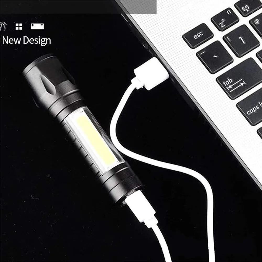 Lampe de poche 3 Modes de lumière rechargeable avec boîte de rangement