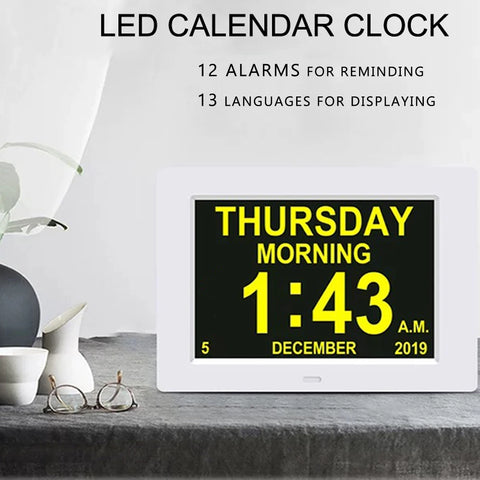 Horloge Digitale Grand Écran et 12 alarmes – Rappel Médical Senior