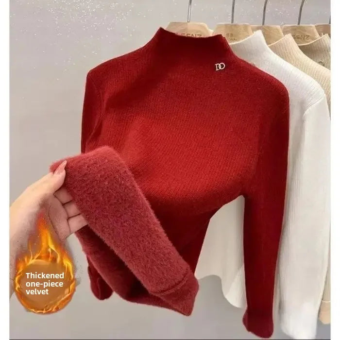 Pull Côtelé à Col Cheminé & Doublure Chaude
