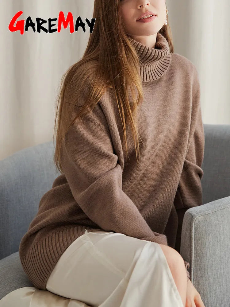 Pull surdimensionné à col roulé pour femme