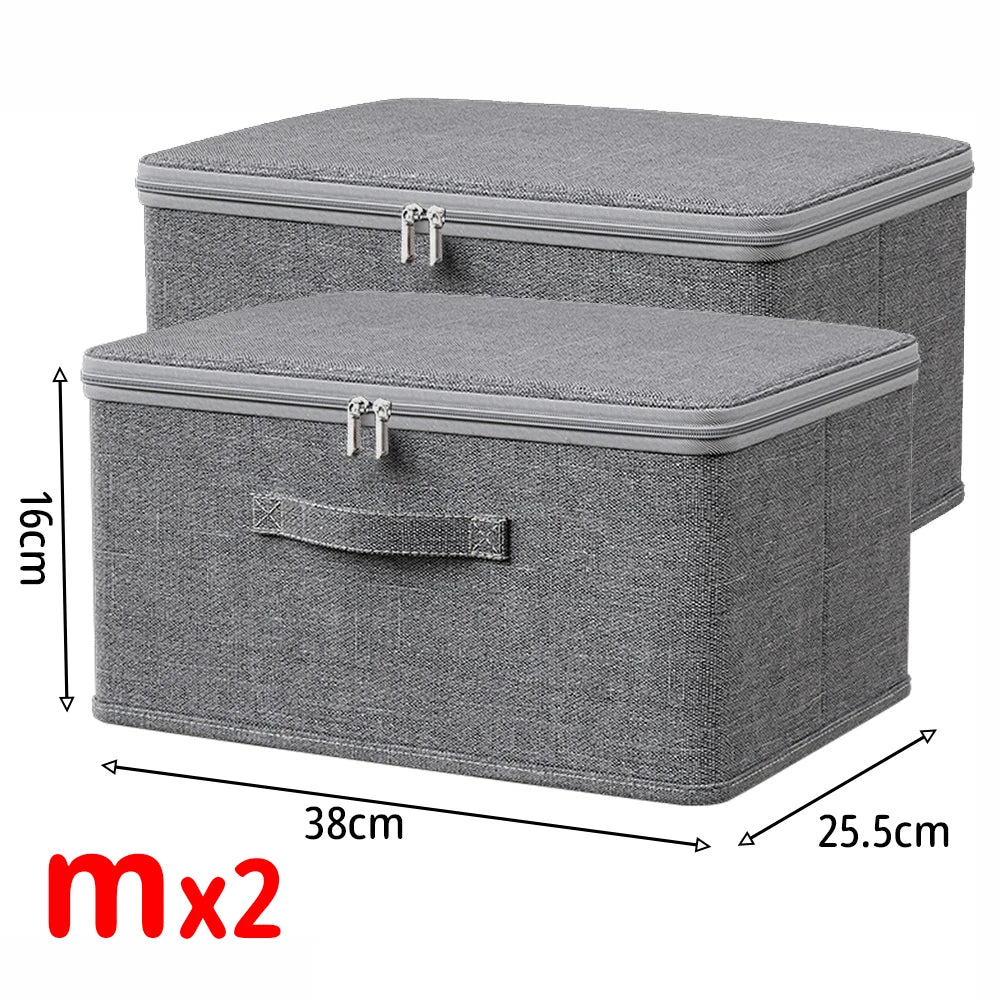 Lot de 2 Boîte de Stockage Pliable à Couvercle Grande Capacité