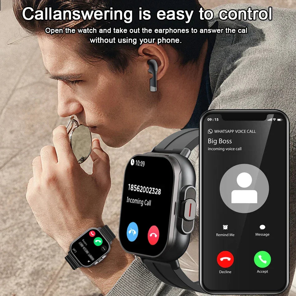 Montre intelligente connectée 2 en 1 avec écouteurs + Bracelet OFFERT