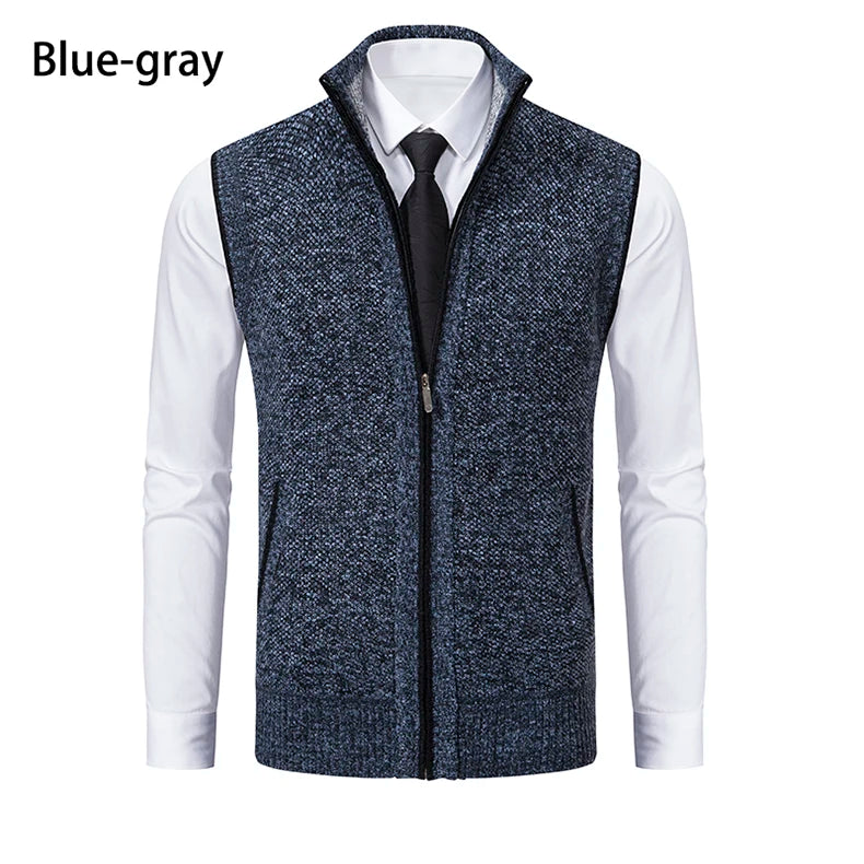 Gilet sans manches à maille col cheminé Homme