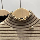 Pull Marinière Col Roulé détail bijoux col - Intérieur polaire