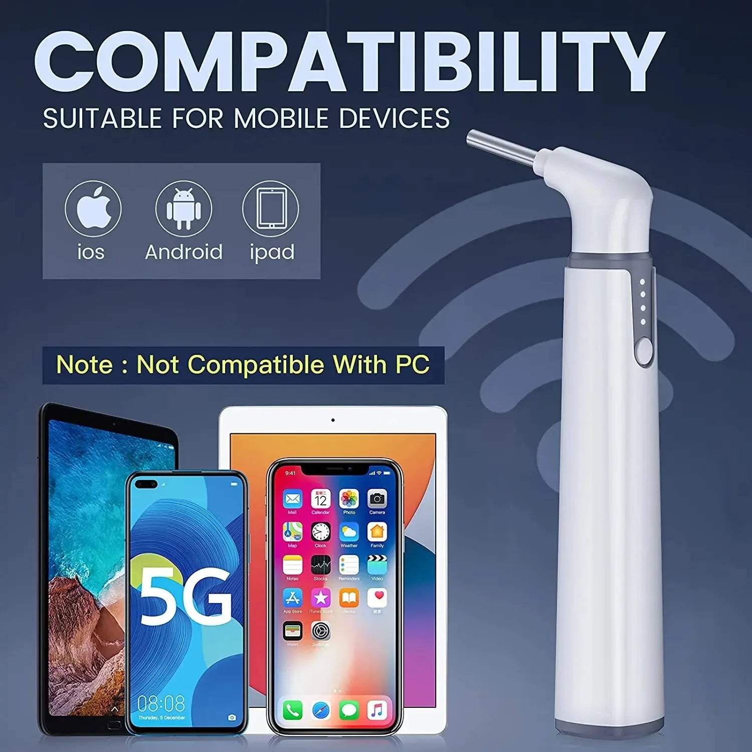 Otoscope d'oreilles avec caméra intégrée WiFi - Kit complet