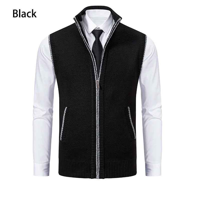 Gilet sans manches à maille col cheminé Homme