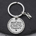 Porte-clé à offrir "Mon fils" ou "Ma fille" avec initiale