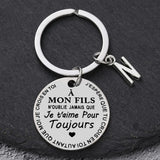 Porte-clé à offrir "Mon fils" ou "Ma fille" avec initiale