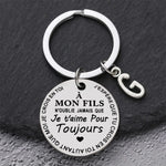 Porte-clé à offrir "Mon fils" ou "Ma fille" avec initiale