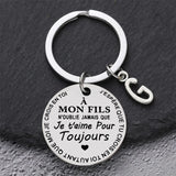 Porte-clé à offrir "Mon fils" ou "Ma fille" avec initiale