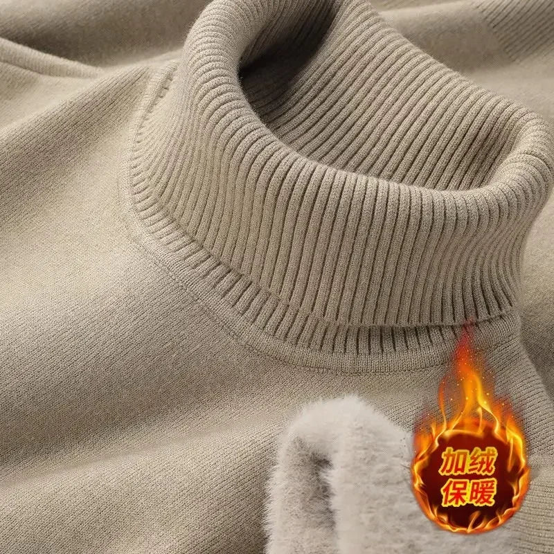 Pull Col Cheminé en Maille avec Doublure Polaire Homme