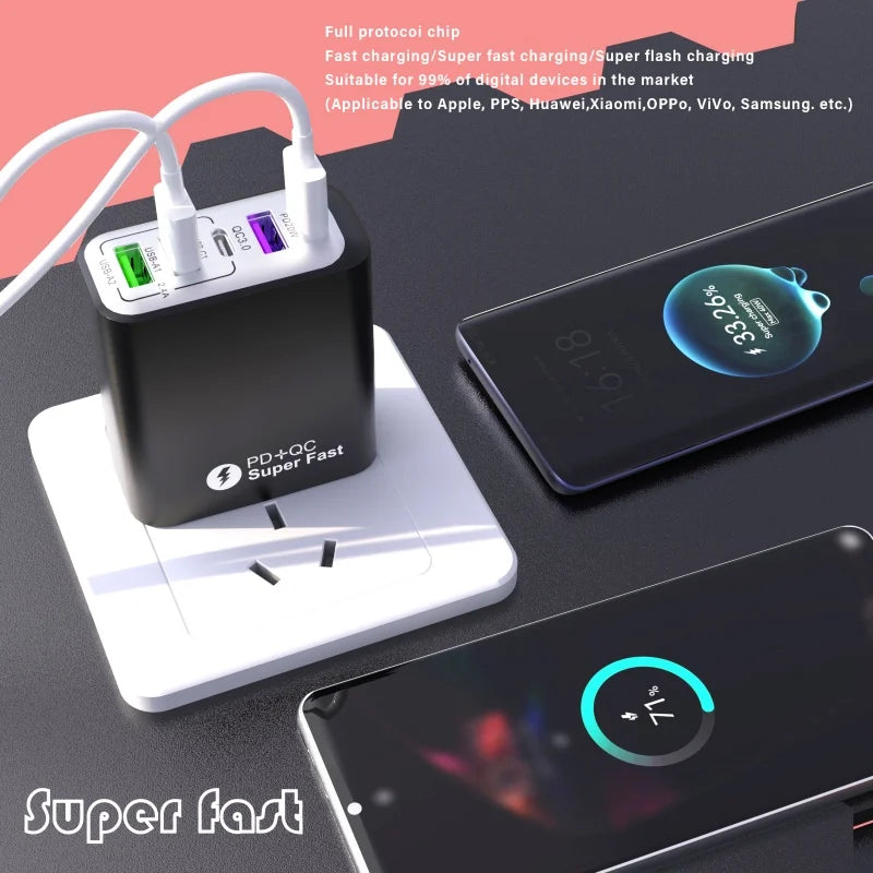 Chargeur 240W Rapide 3 Ports USB & 2 Type-C + Chargeur