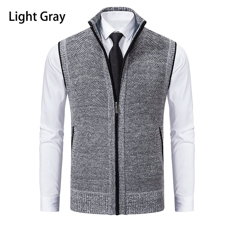 Gilet sans manches à maille col cheminé Homme